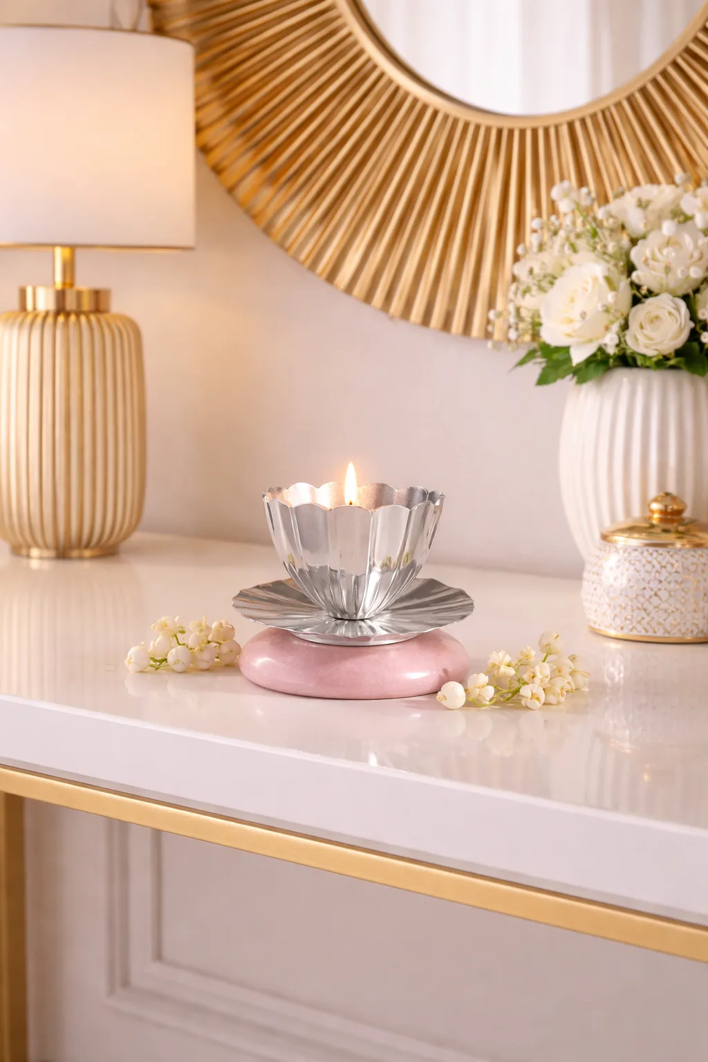 Lotus Glow Diya With Velvet Box