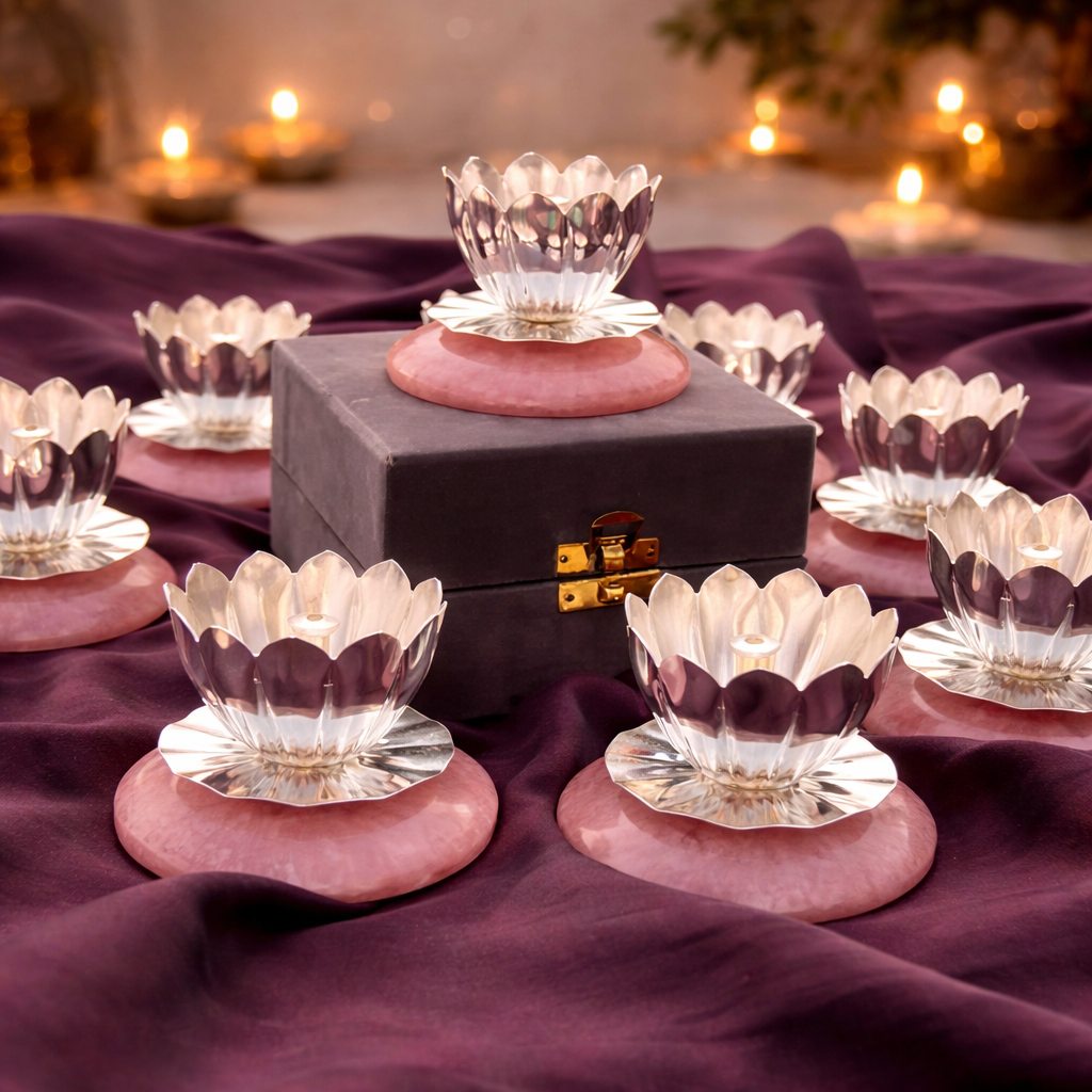 Lotus Glow Diya With Velvet Box