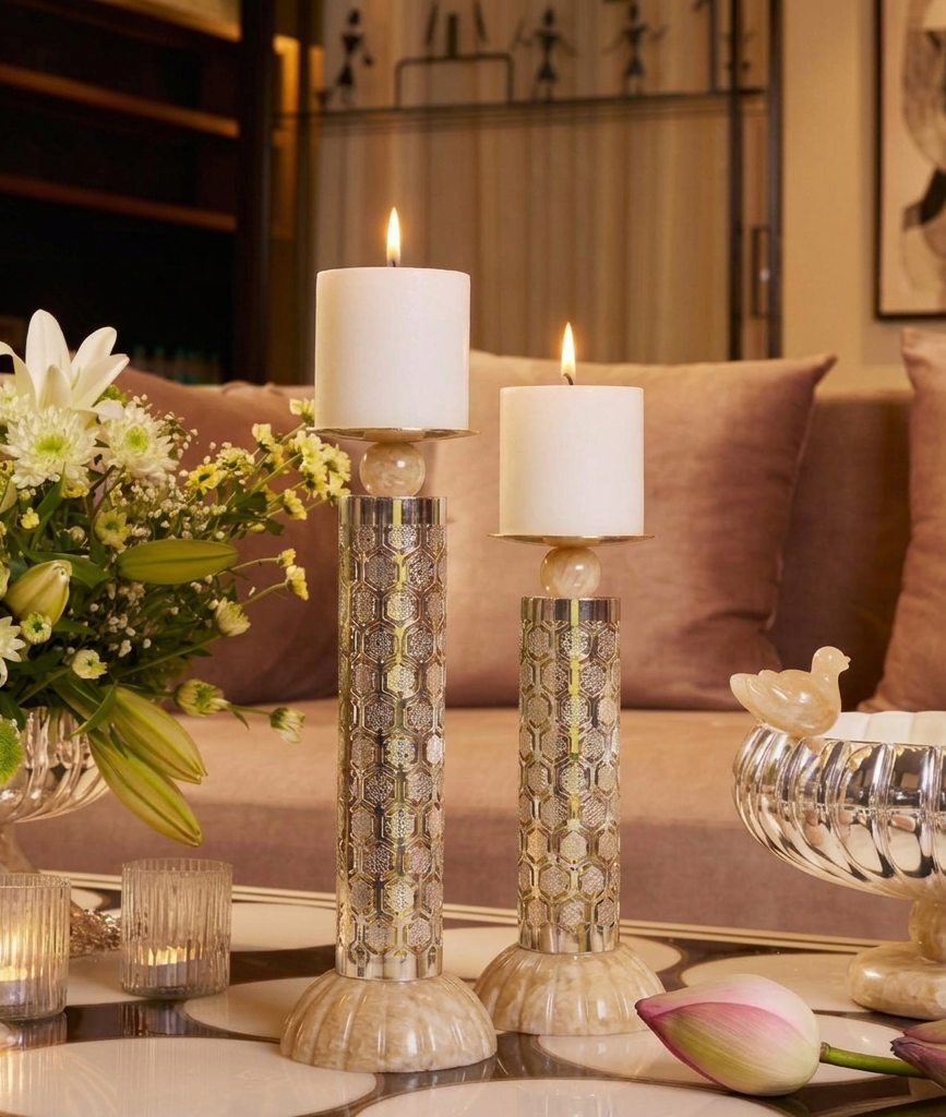 Aura Silver-Plated 2 Candle Stands