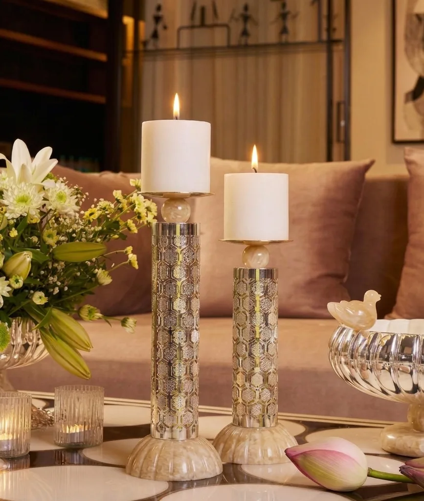 Aura Silver-Plated 2 Candle Stands