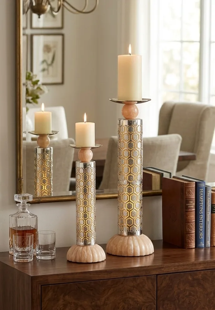 Aura Silver-Plated 2 Candle Stands