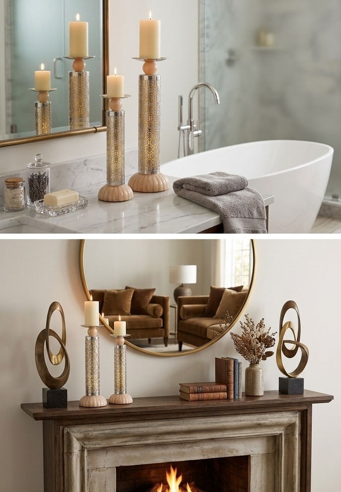 Aura Silver-Plated 2 Candle Stands