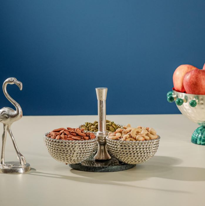 Heritage Silver-Plated Triple Bowls