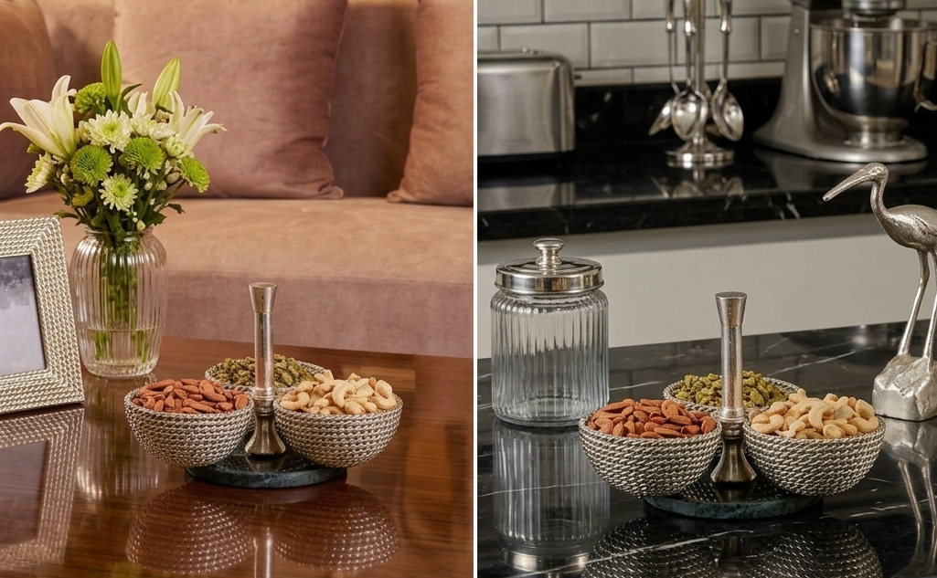 Heritage Silver-Plated Triple Bowls