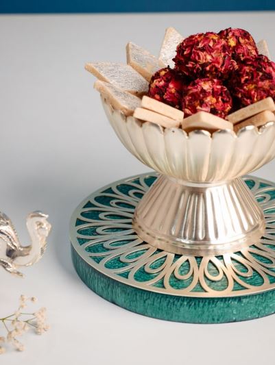 Emerald Silver-Plated Zari Bowl