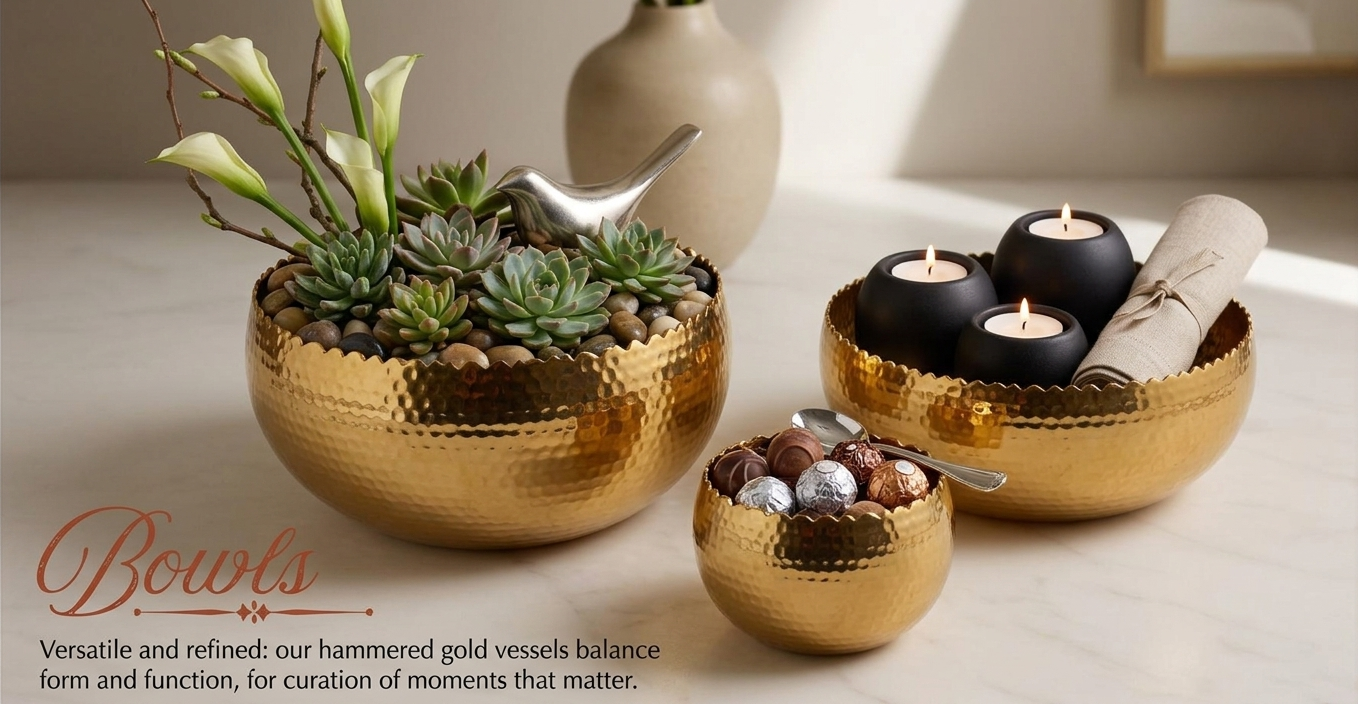 Hammered Gold Vessel Set of 3
