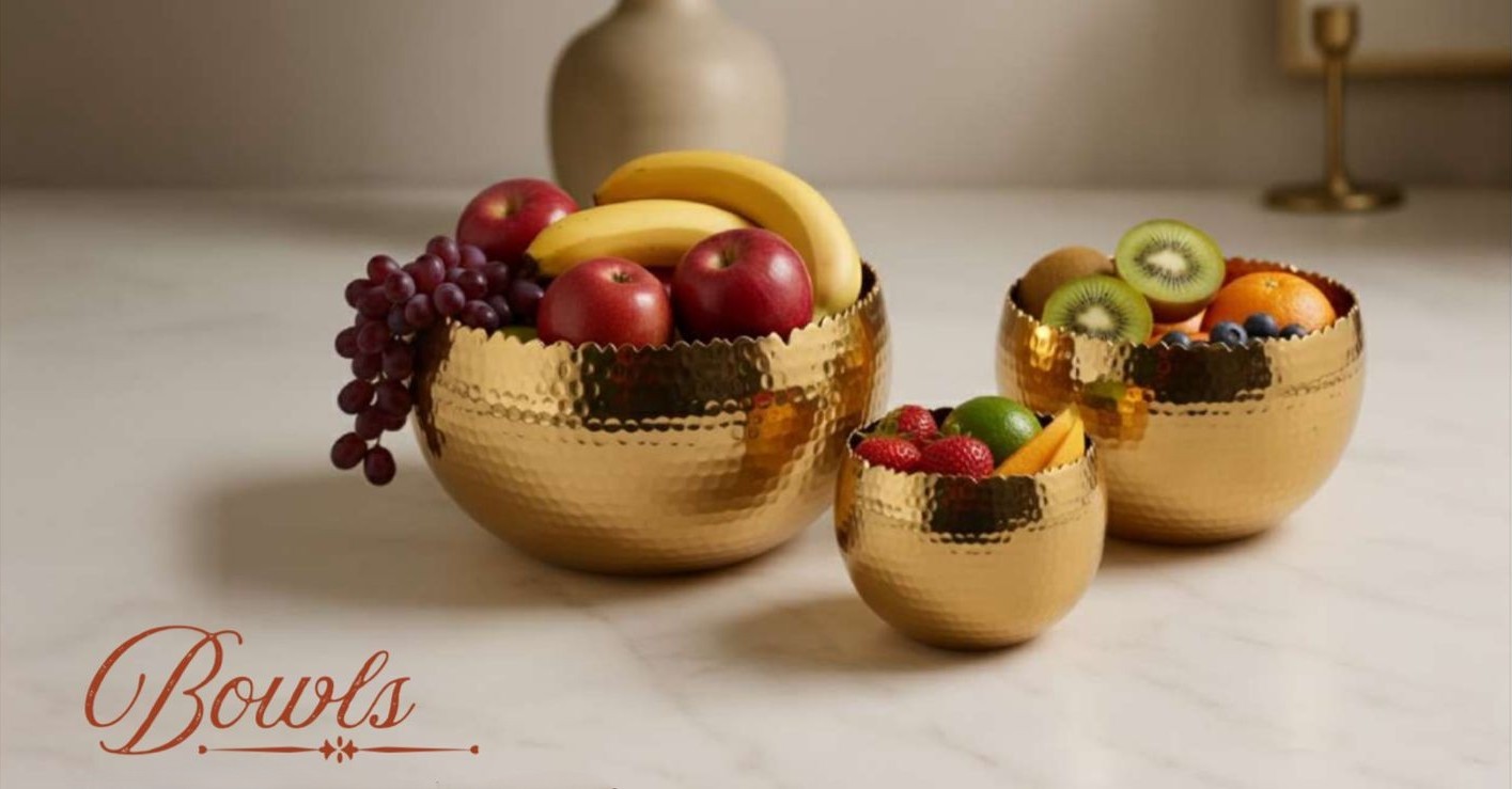 Hammered Gold Vessel Set of 3