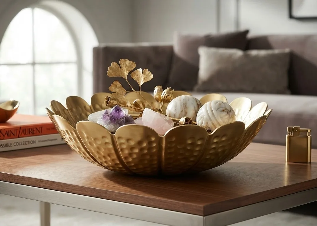 Hammered Brass Accent Bowl