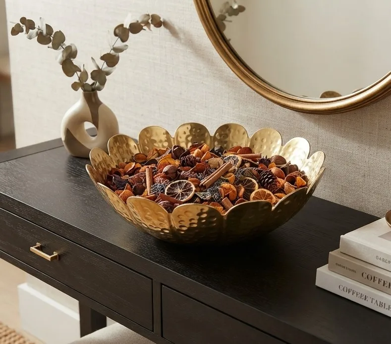 Hammered Brass Accent Bowl