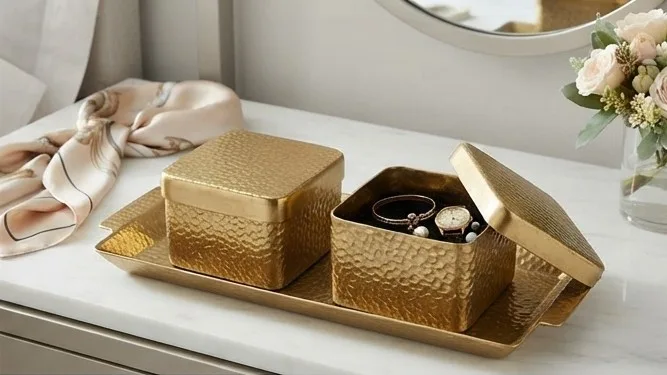 Pebble Boxes With Tray Set