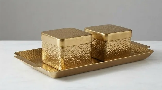 Pebble Boxes With Tray Set